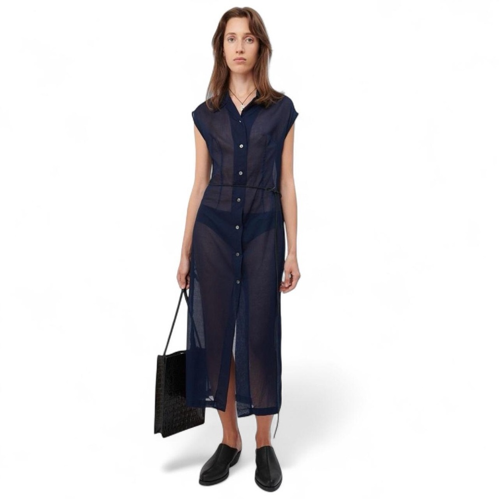 OUR LEGACY NARROW SLEEVELESS SHIRT DRESS SS 2020 Indigo Blue 32